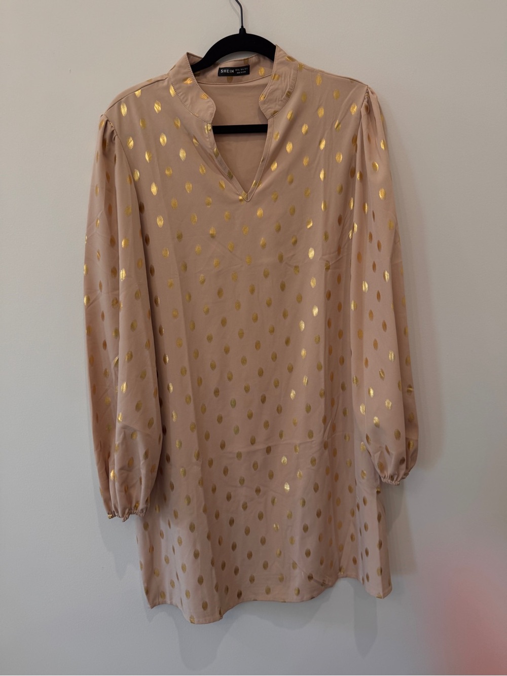 SHEIN Blush Tunic with Metallic Gold Dots